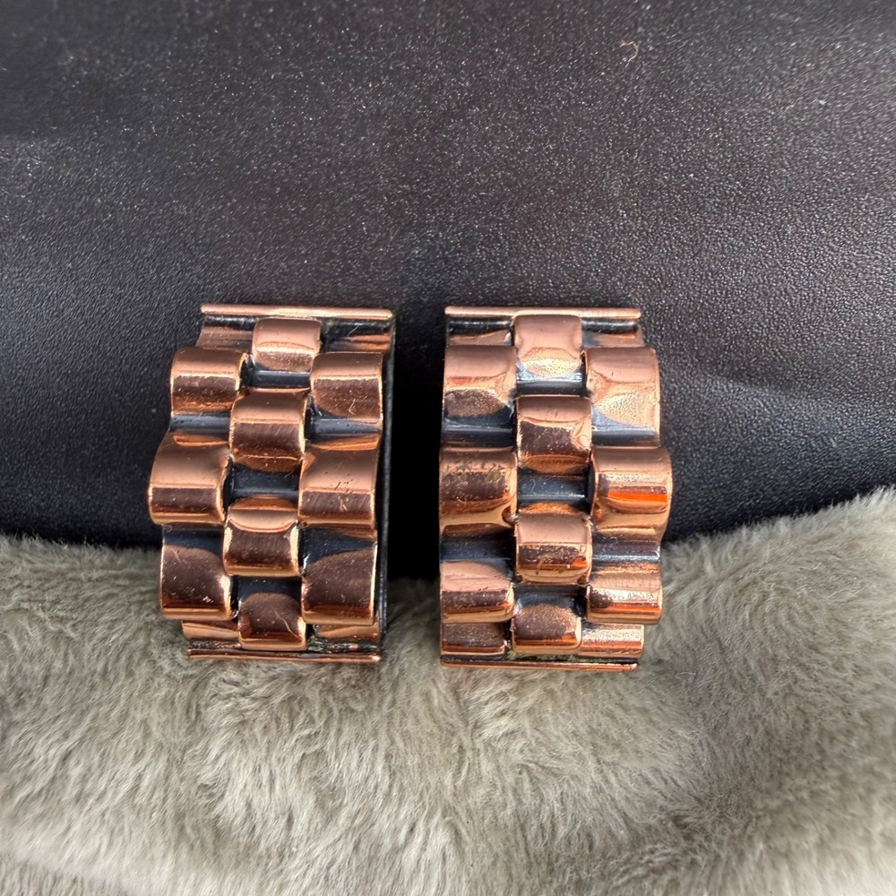 Vintage Renoir Clip On Earrings Copper